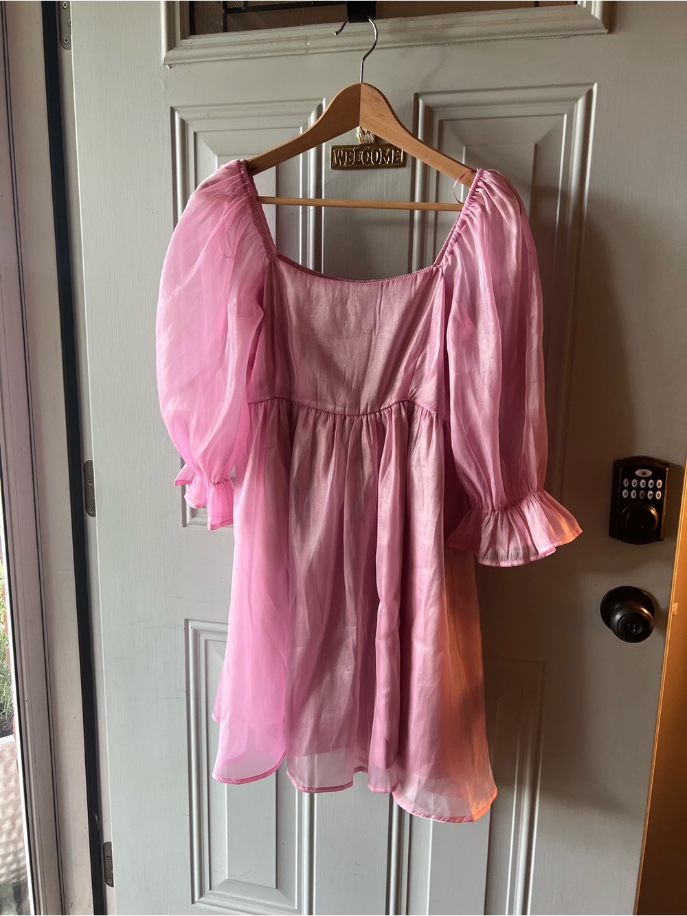 Girls' Pink Puff-Sleeve Party Dress